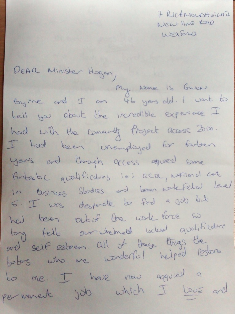 Letter supporting ACCESS - NCCWN from Gwen Byrne