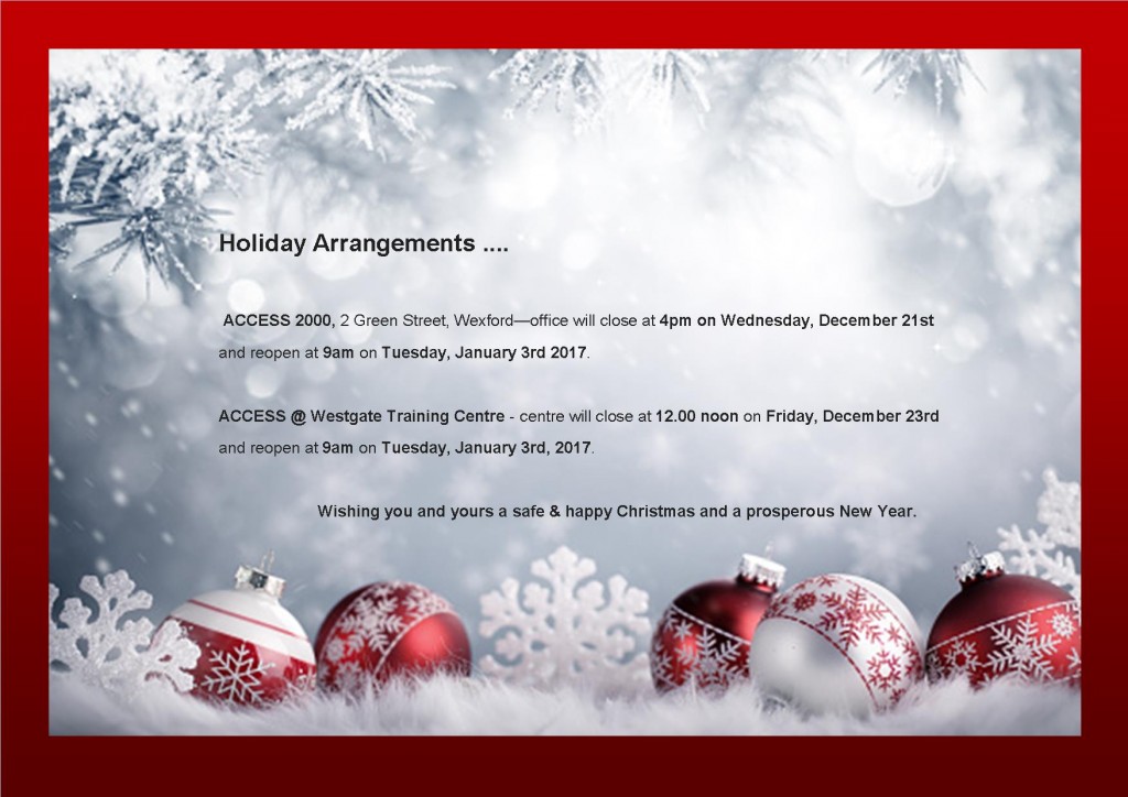 Christmas opening times